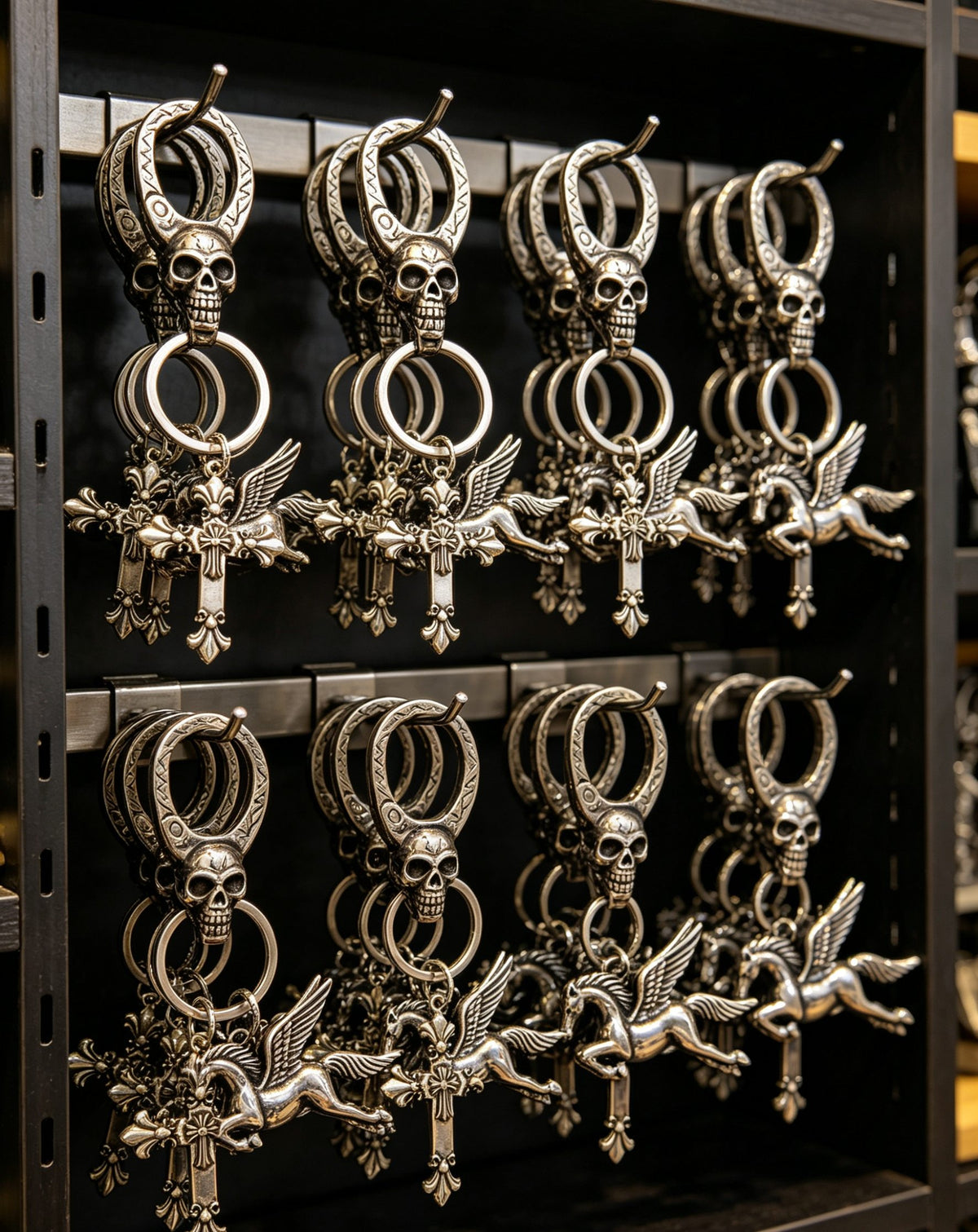 Signature Emblem Jewelry Accessory in Polished Metal-Tone – Black Detail – Design 002 front product view