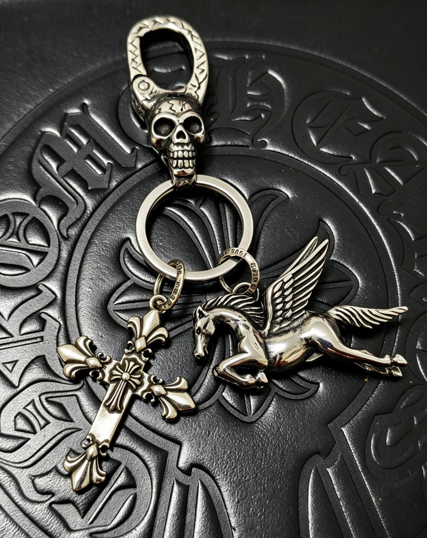 Cross Keychain in Antique Silver-Tone – Design 04 main product view