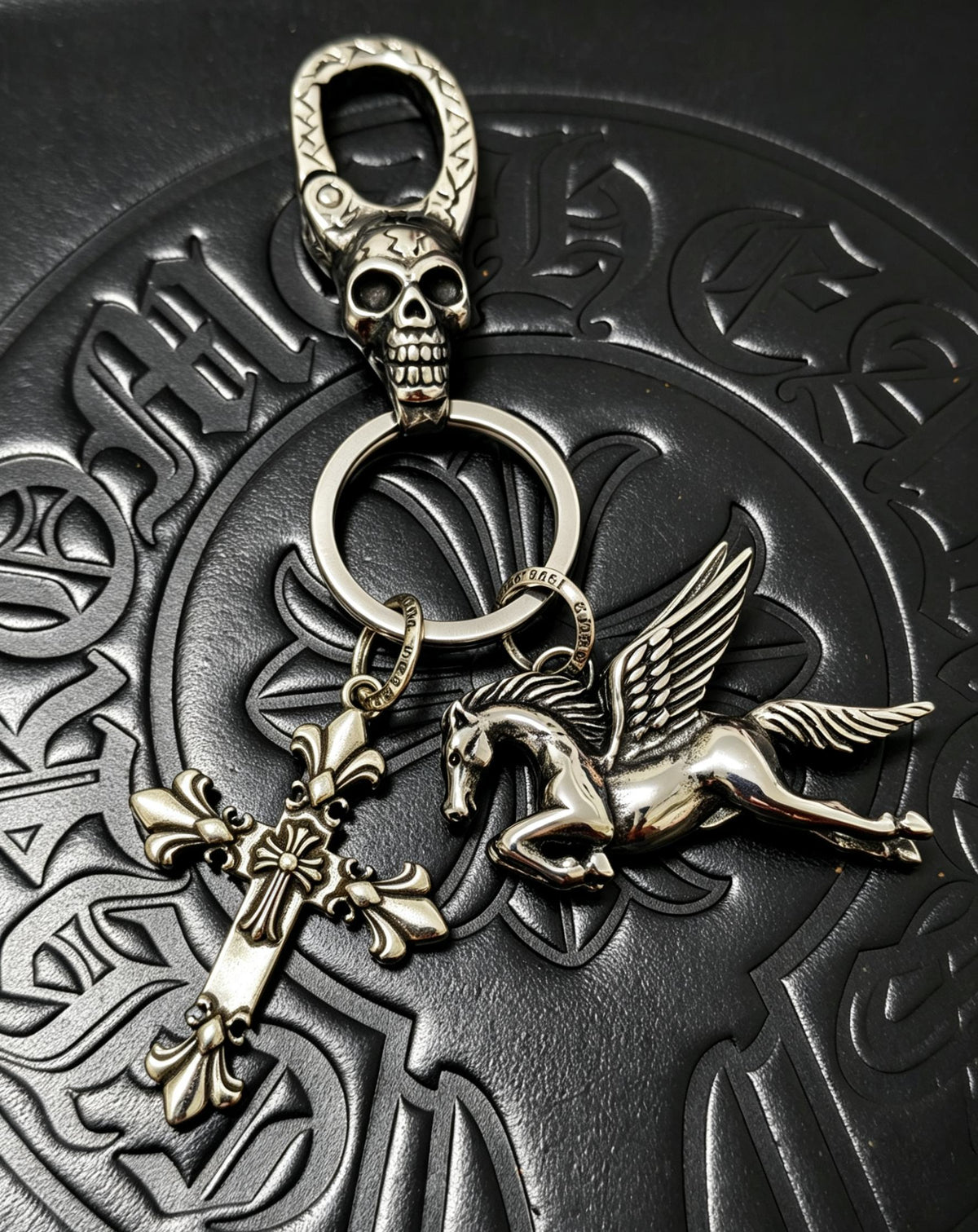 Cross Keychain in Antique Silver-Tone – Design 04 main product view