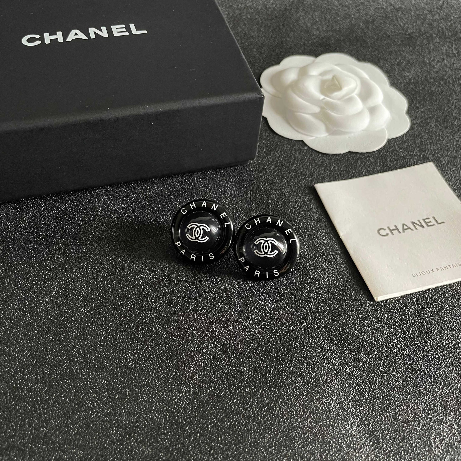 Double-C Emblem Stud Earrings in Polished Metal-Tone – Design 174 styled product view