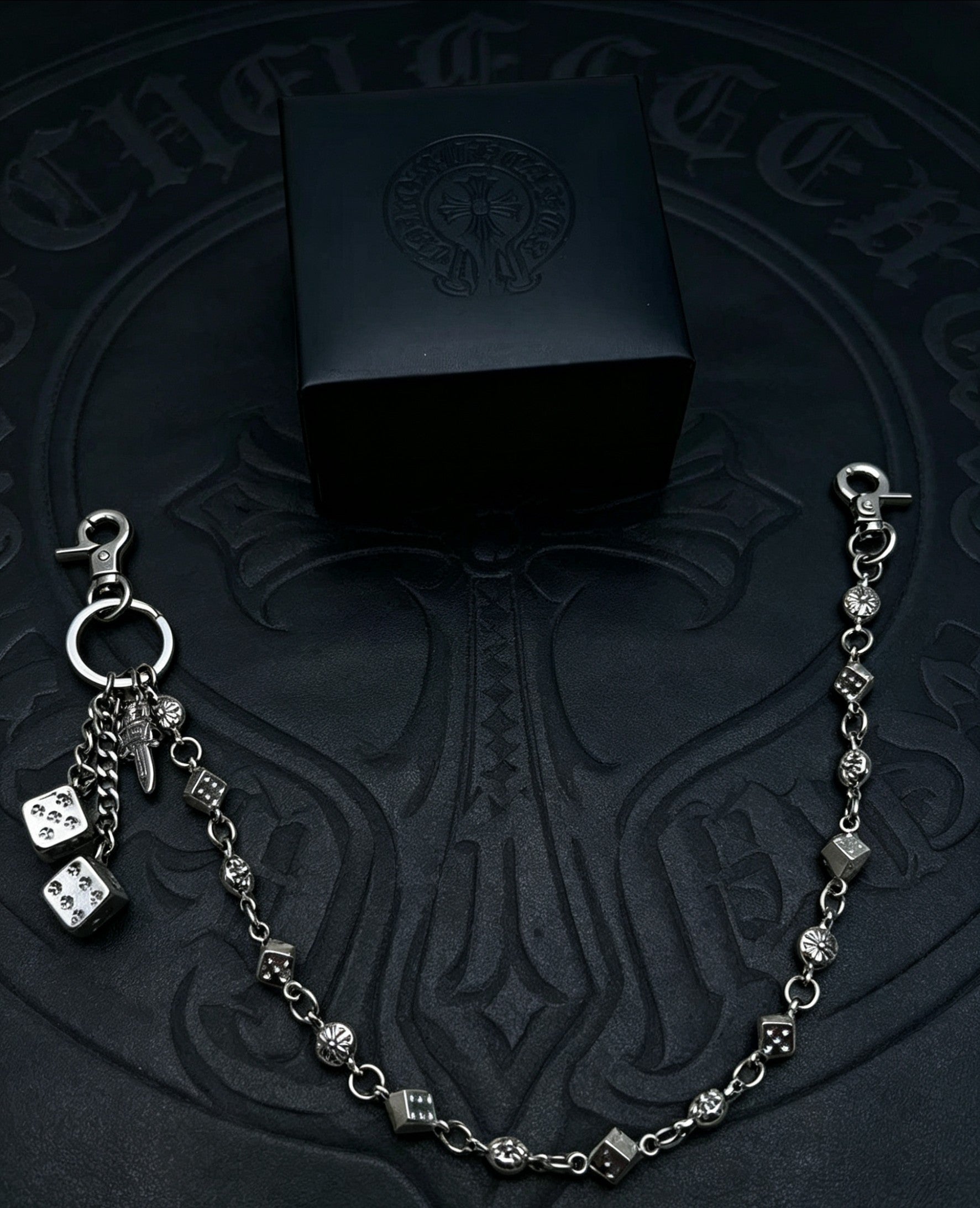 Floral Cross Multi-Use Chain Accessory – Dice Detail detail view
