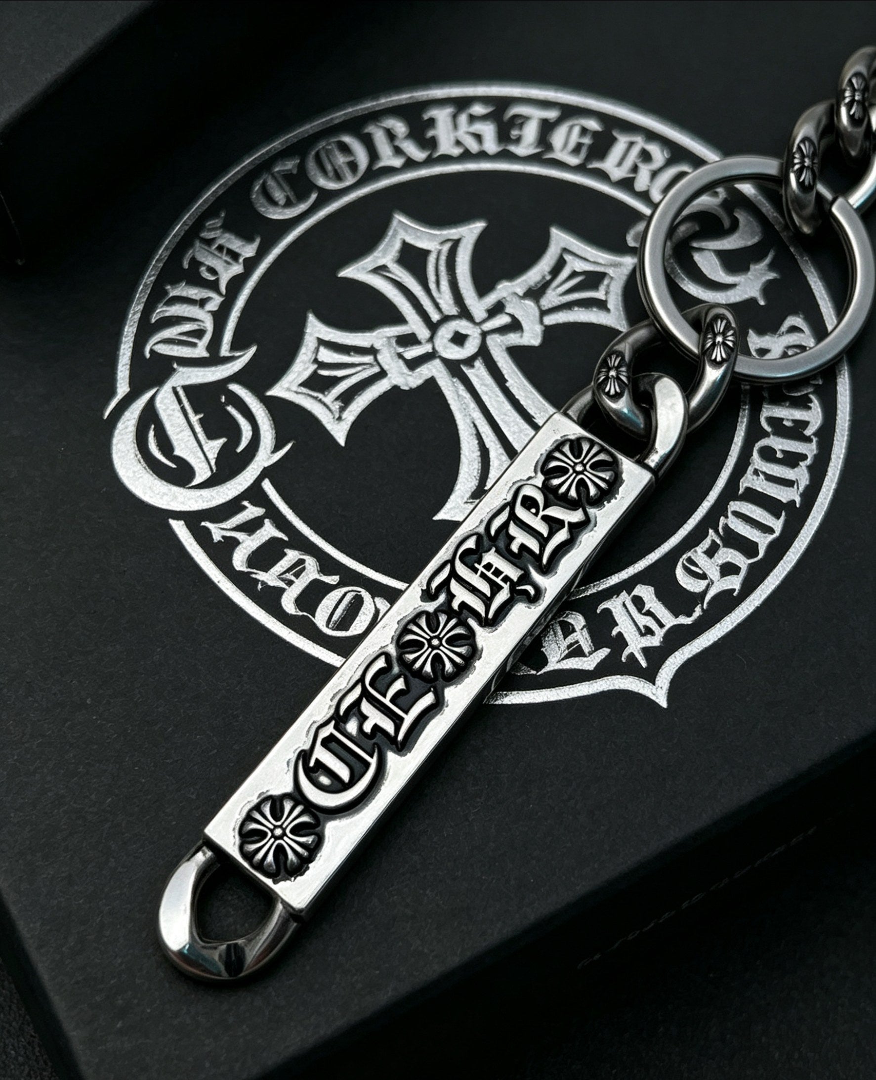 Signature Emblem Jewelry Accessory in Polished Metal-Tone – Design 023 front product view