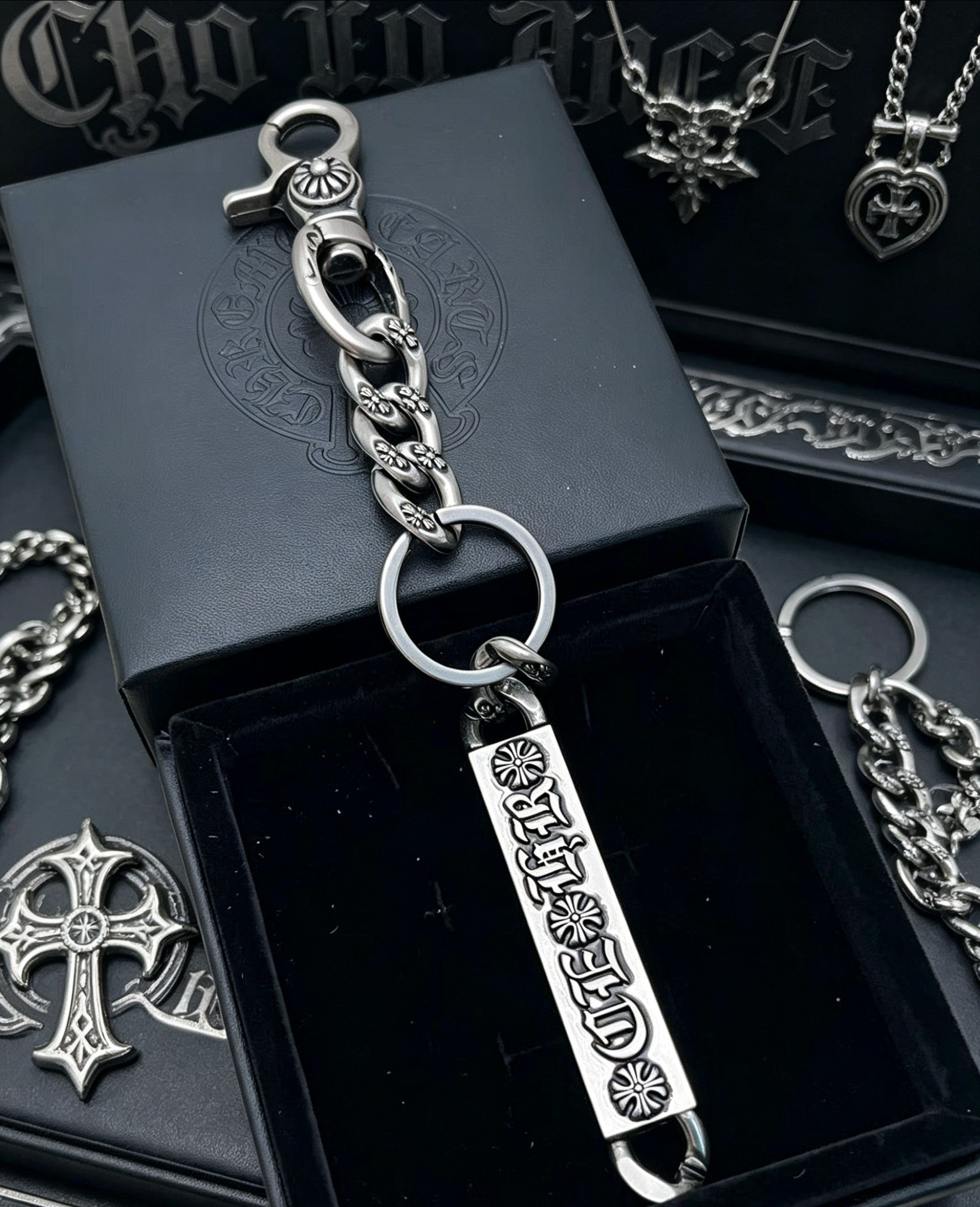 Floral Cross Multi-Use Chain Accessory – Design 09 detail view