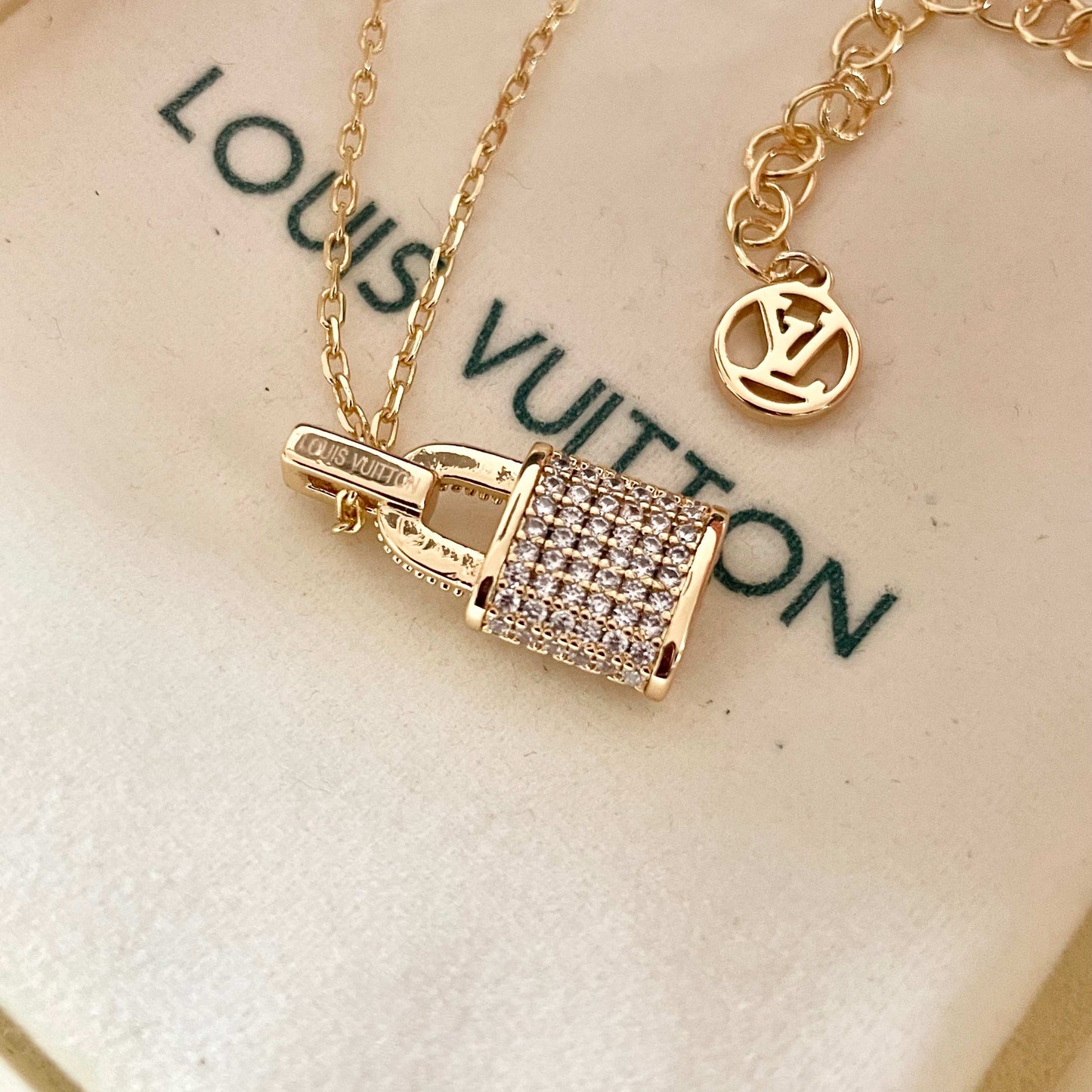 Geometric Emblem Pendant Necklace in Gold-Tone – Design 065 front product view