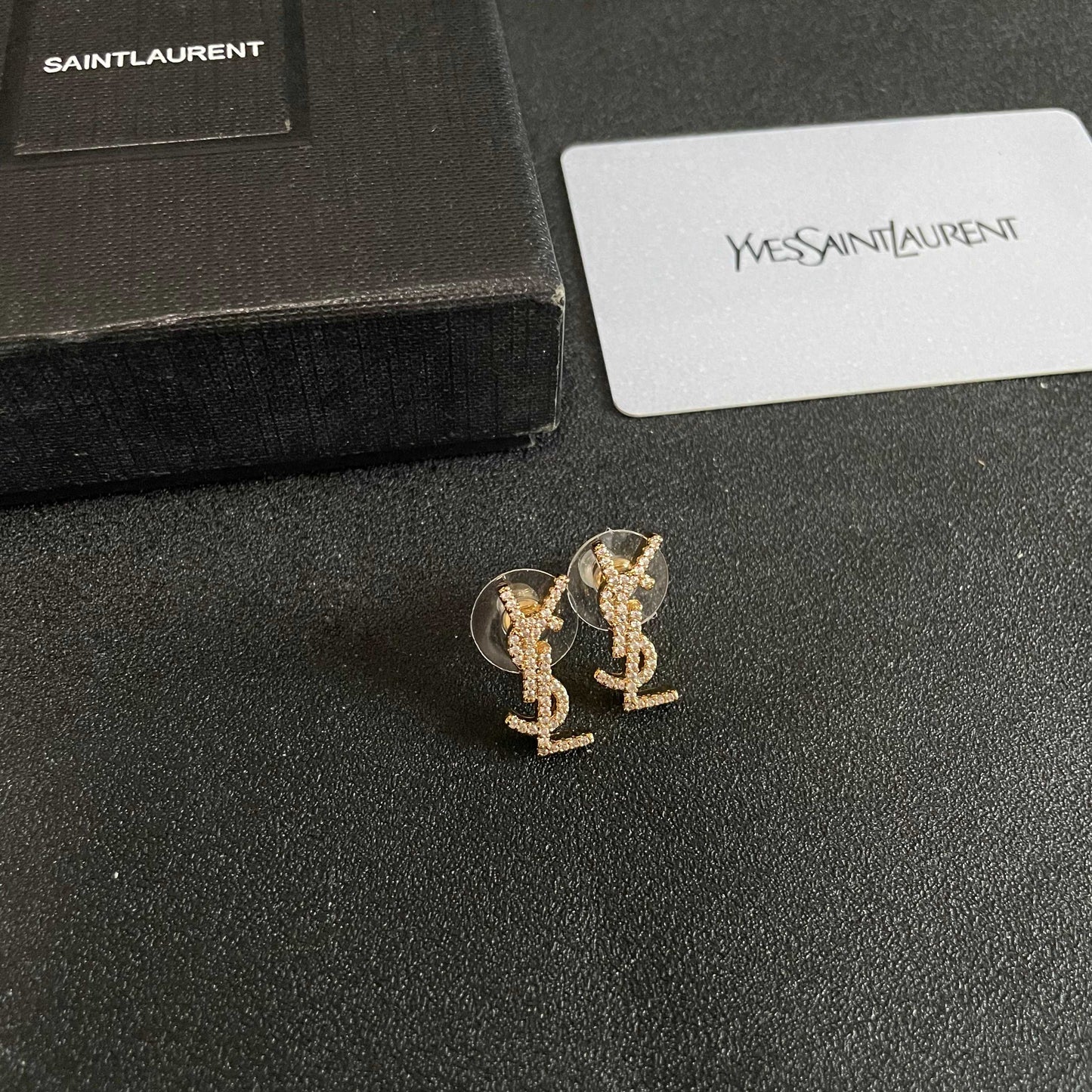 Signature Emblem Stud Earrings in Silver-Tone – Design 024 styled product view