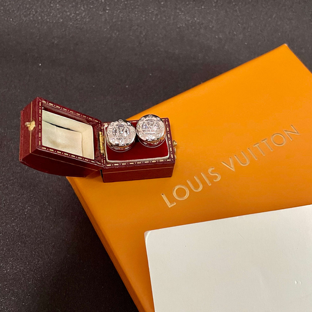 Geometric Emblem Stud Earrings in Gold-Tone – Design 038 styled product view
