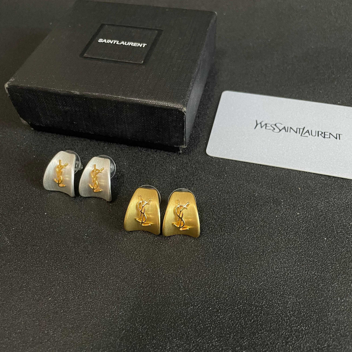 Signature Emblem Stud Earrings in Silver-Tone – Design 023 close-up detail