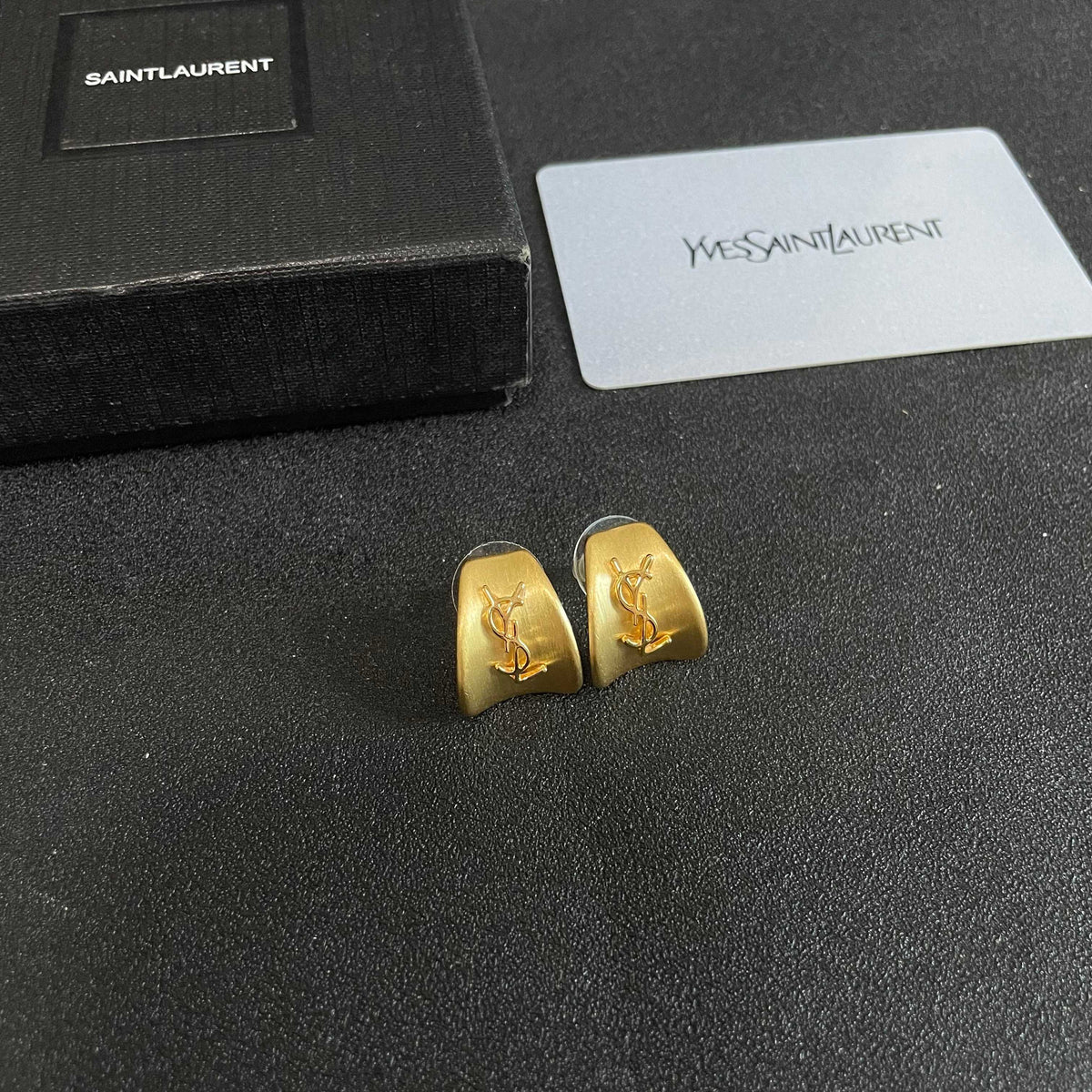 Signature Emblem Stud Earrings in Silver-Tone – Design 023 styled product view
