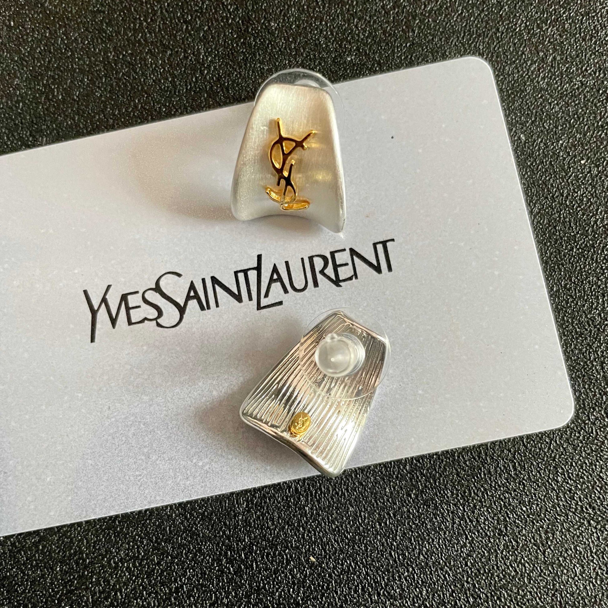 Signature Emblem Stud Earrings in Silver-Tone – Design 022 main product view