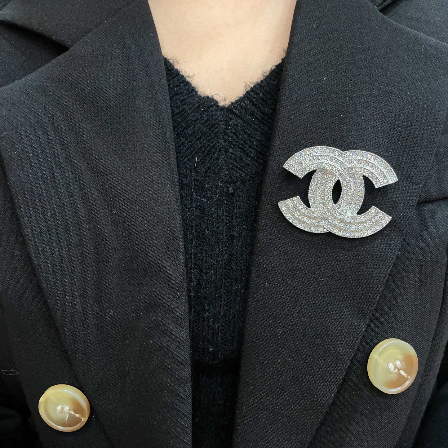 Signature Emblem Brooch in Polished Metal-Tone – Design 053 front product view