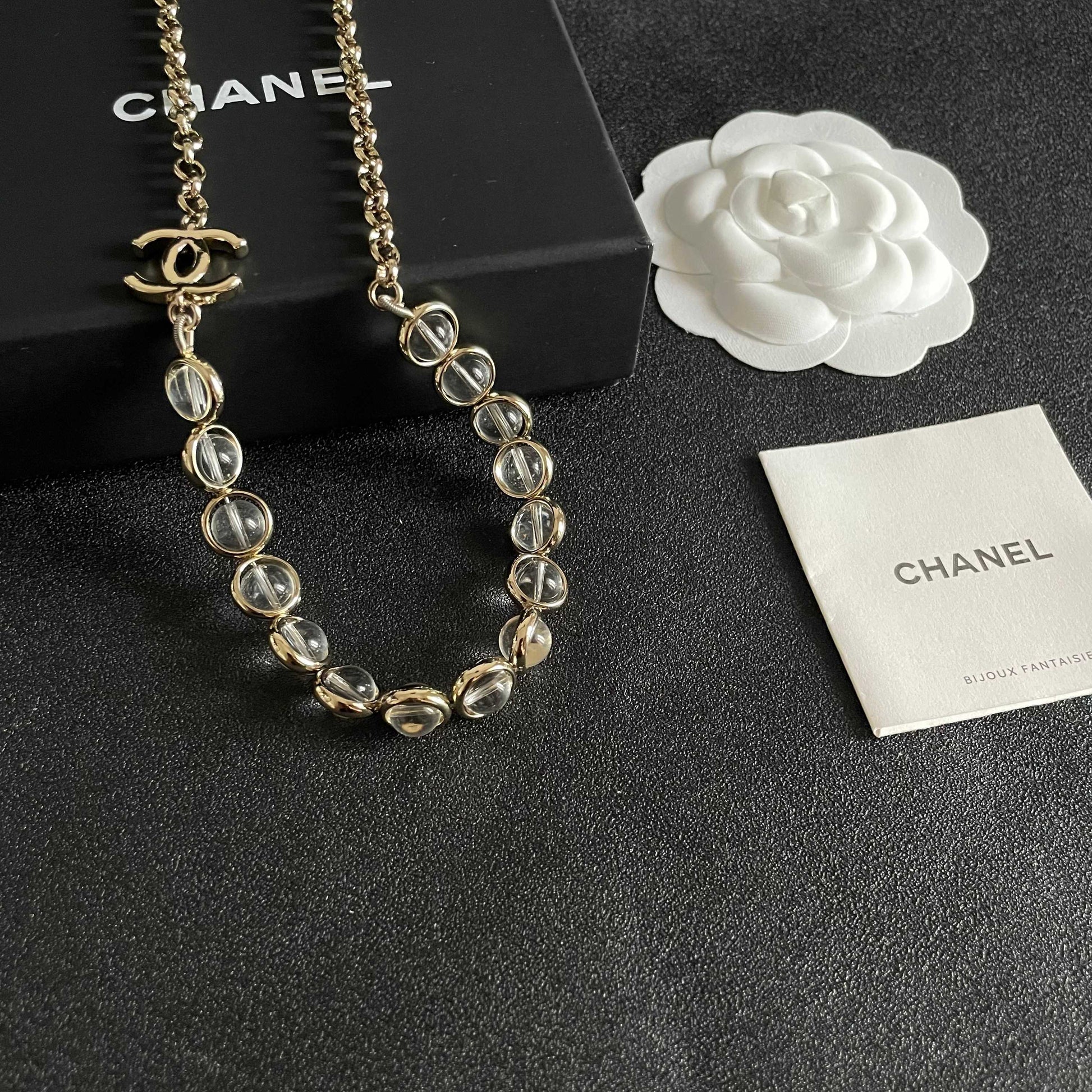 Double-C Emblem Pendant Necklace in Polished Metal-Tone – Design 017 styled product view