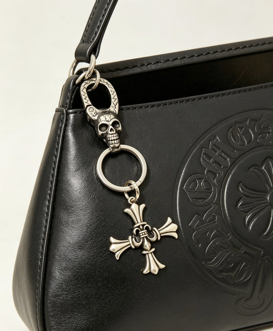 Cross Keychain in Antique Silver-Tone – Design 03 main product view