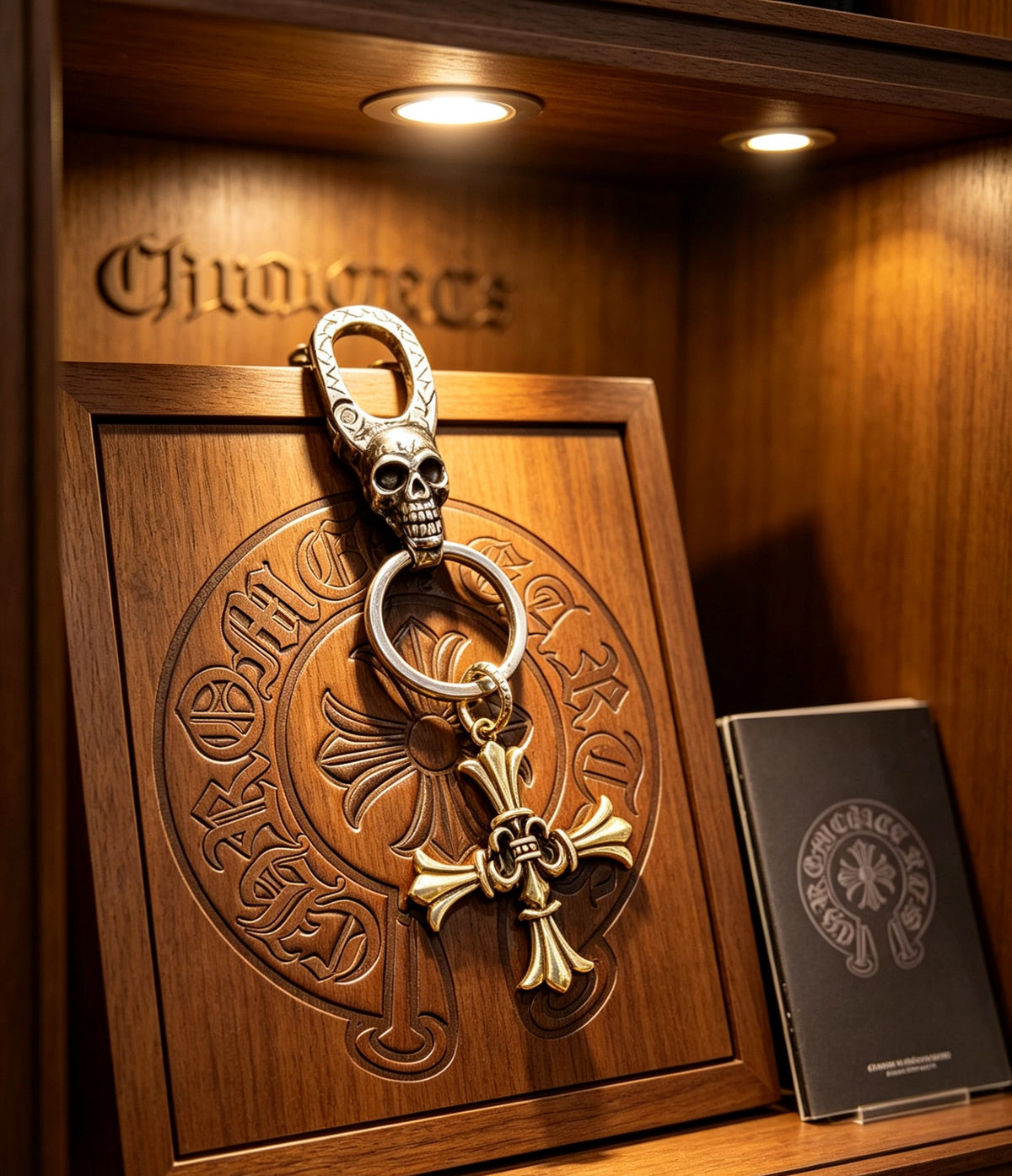 Cross Keychain in Antique Silver-Tone – Design 03 front product view