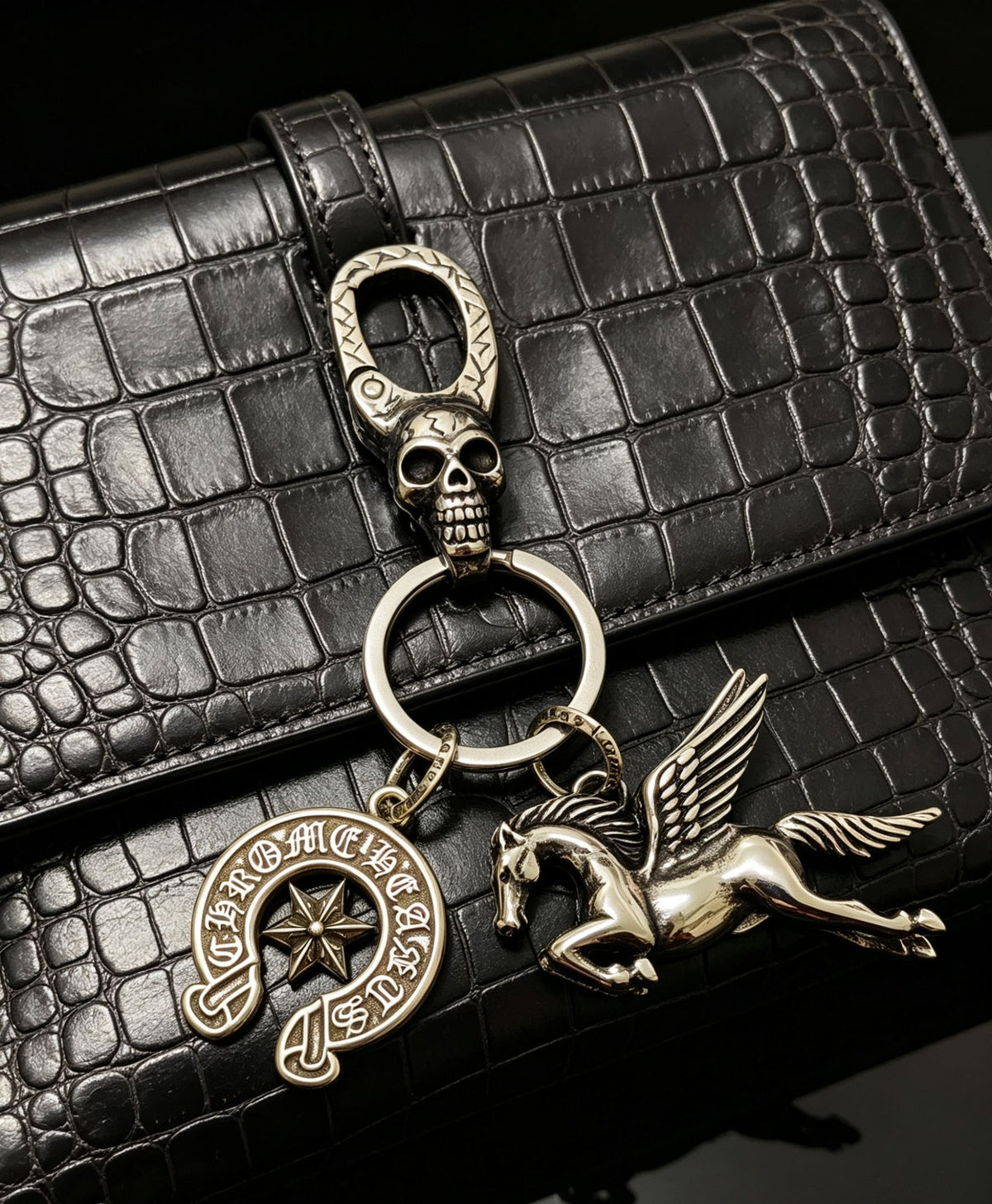Signature Emblem Pendant in Polished Metal-Tone – Design 008 front product view