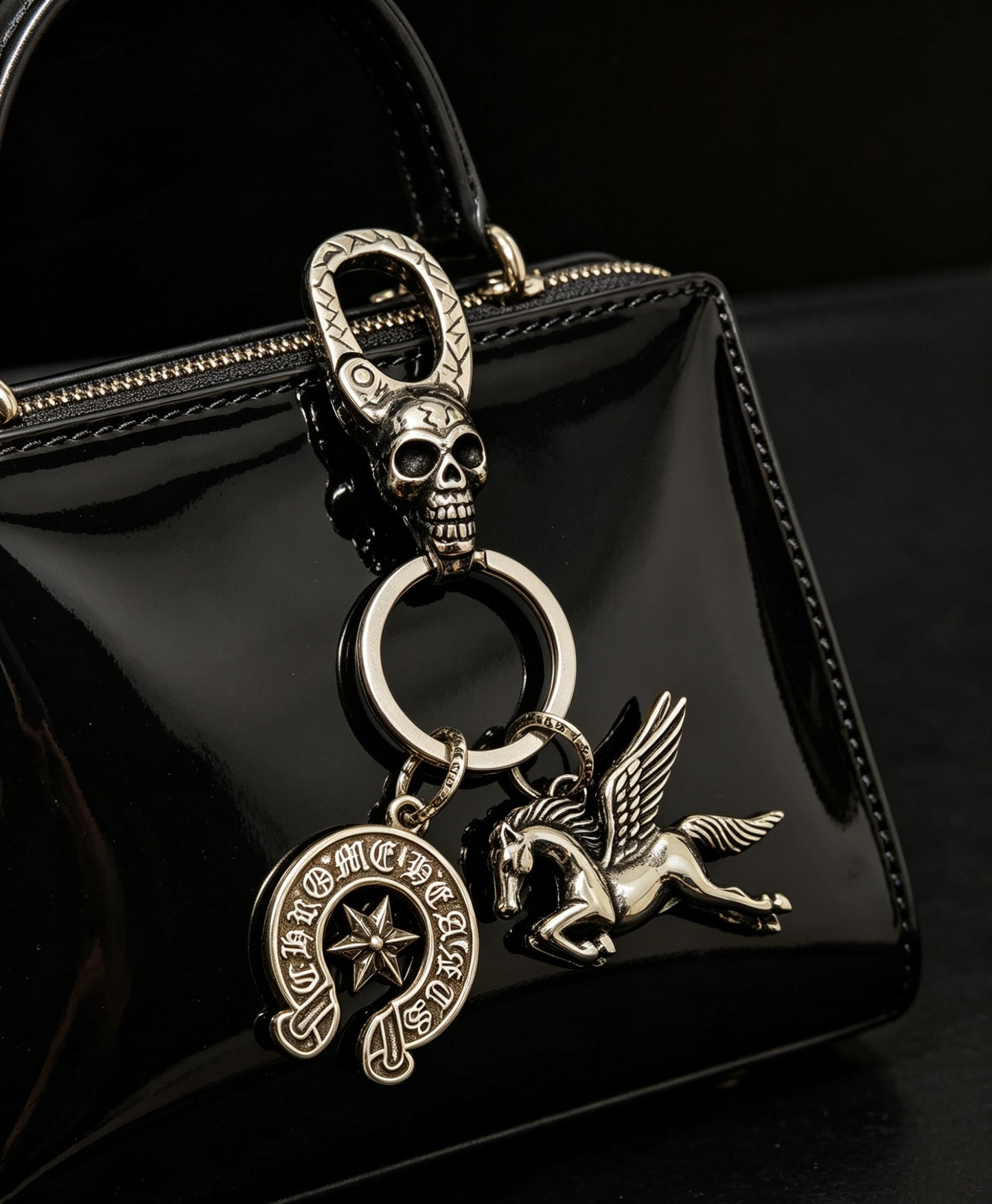 Signature Emblem Pendant in Polished Metal-Tone – Design 008 front product view