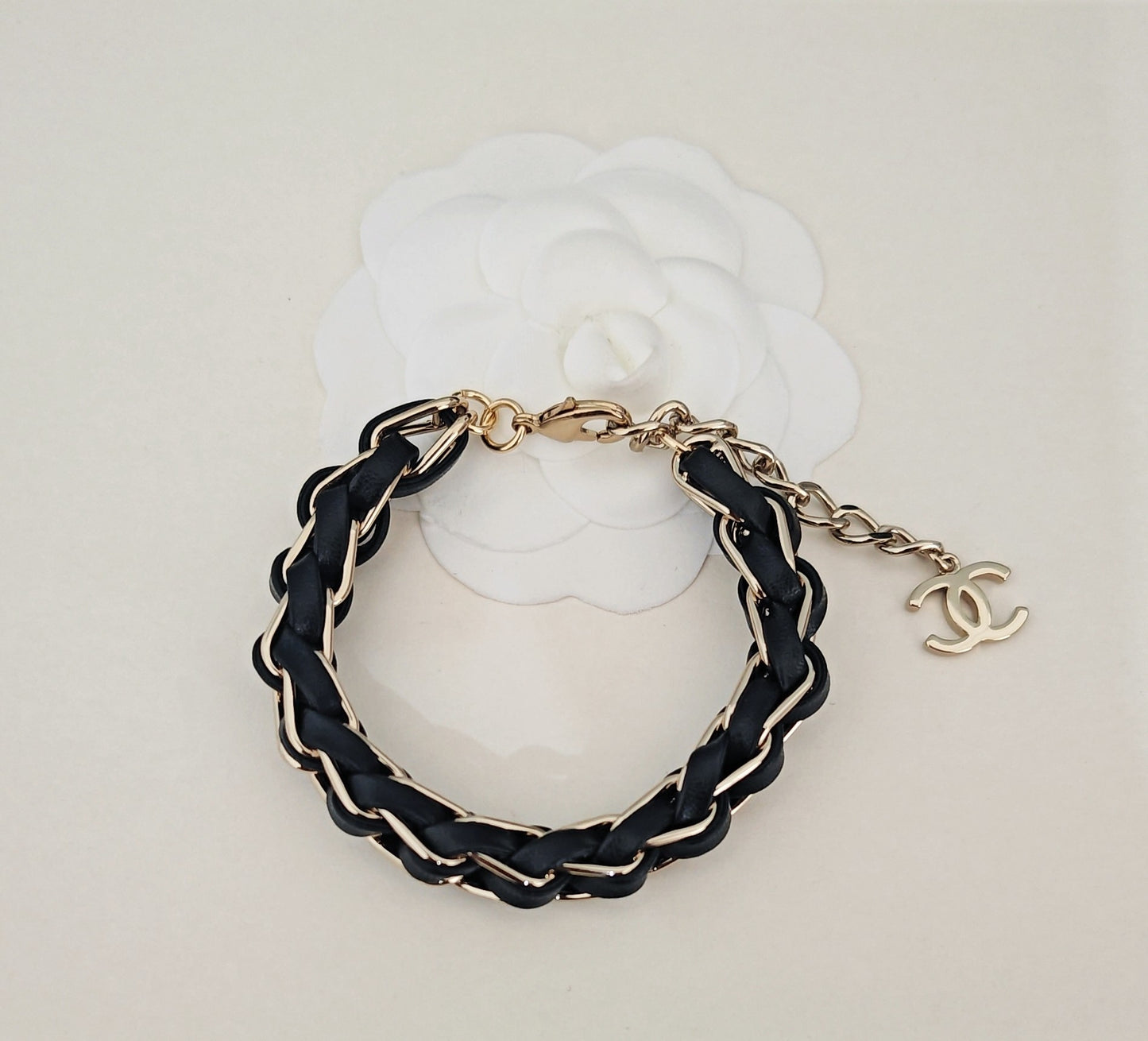 Signature Emblem Bracelet in Gold-Tone – Black Detail – Design 002 detail view