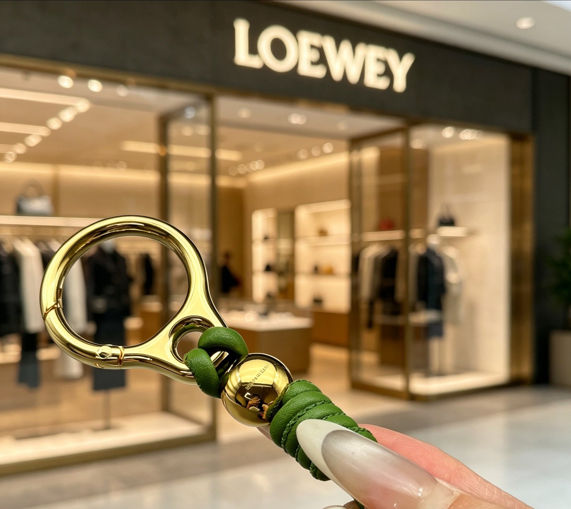 Floral Motif Bag Charm in Polished Metal-Tone with Leather Detail – Design 01 styled view