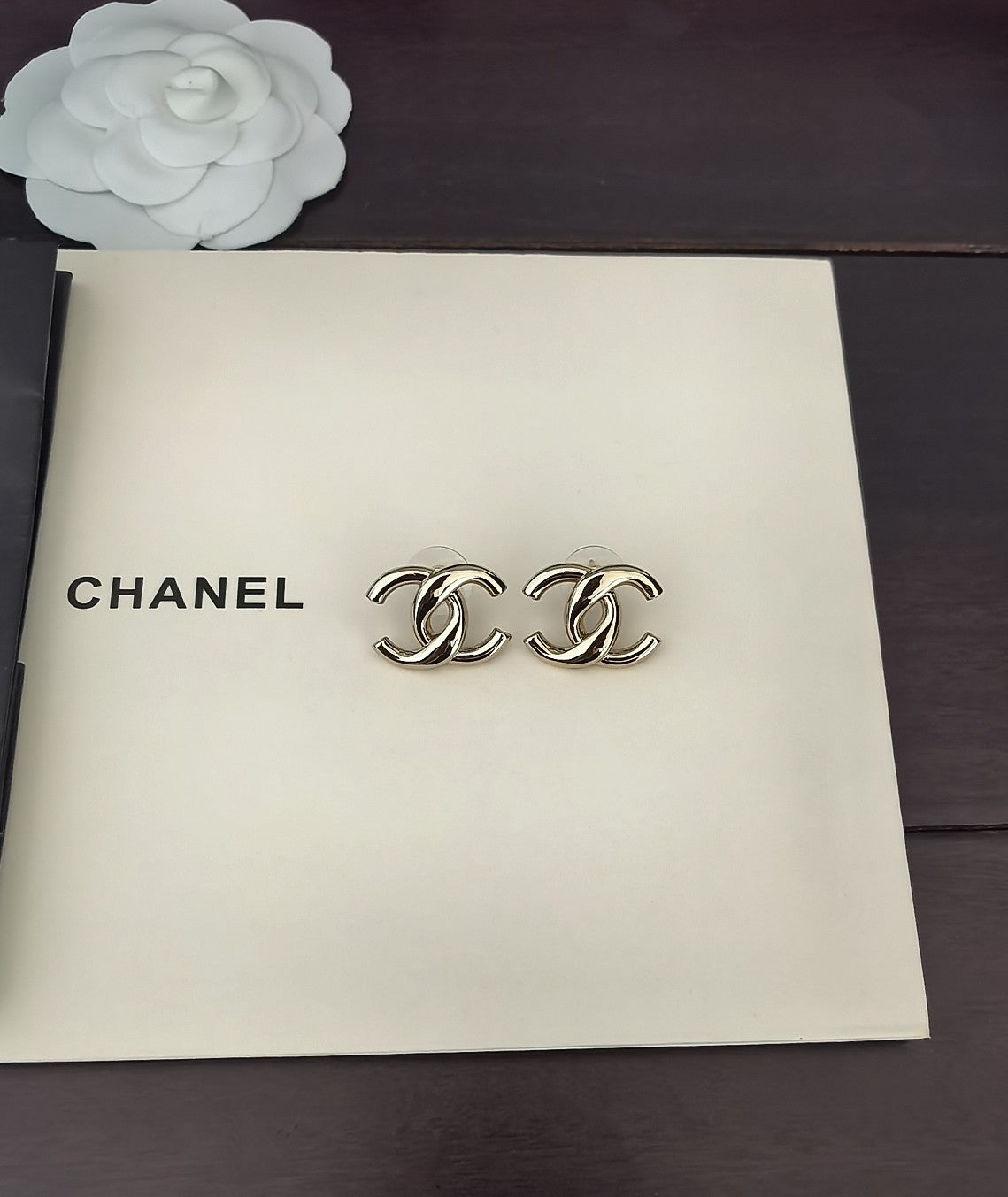 Signature Emblem Stud Earrings in Gold-Tone – Design 010 close-up detail
