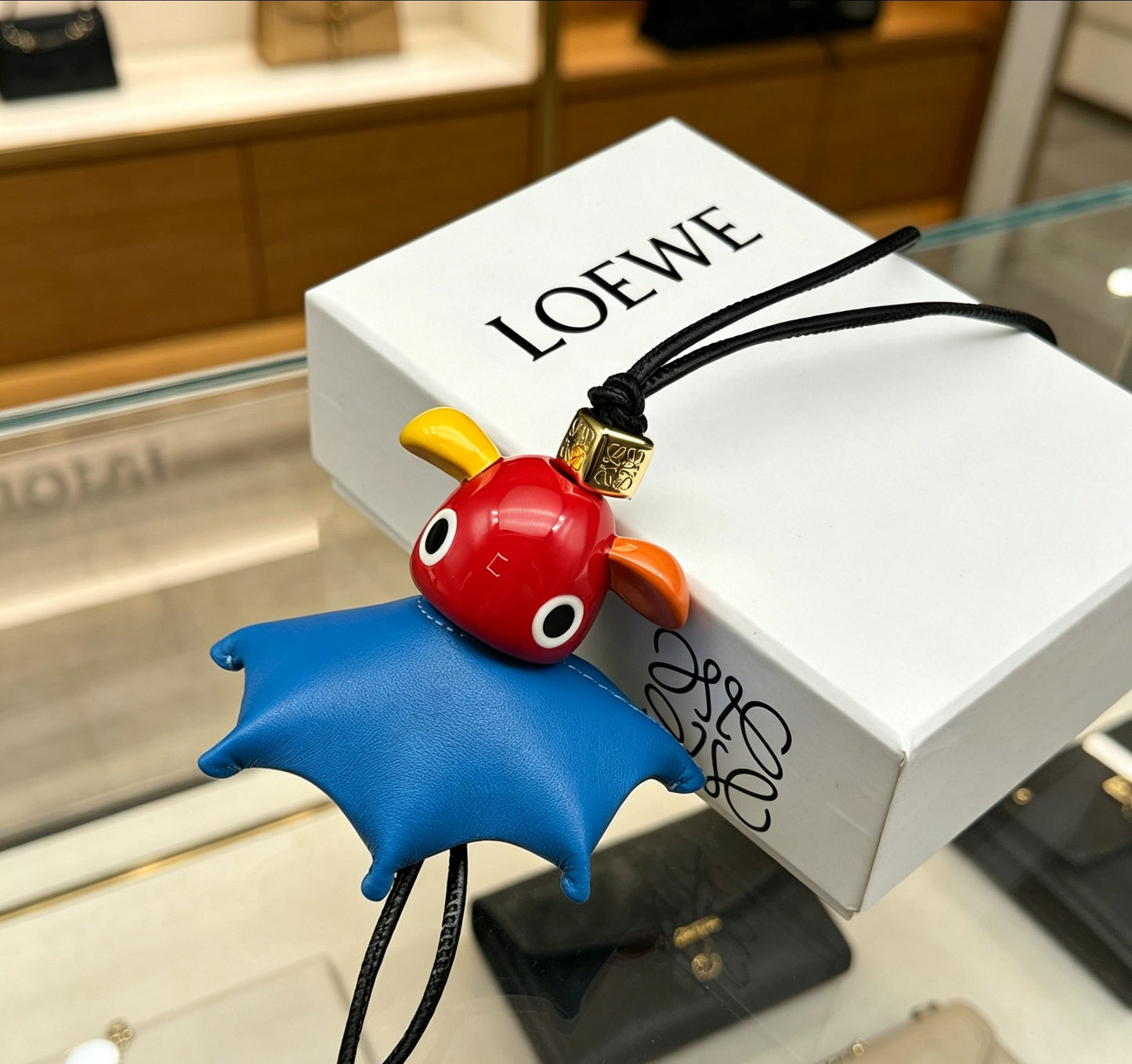 Elephant Motif Bag Charm in Polished Metal-Tone with Leather Detail – Design 06 main product view