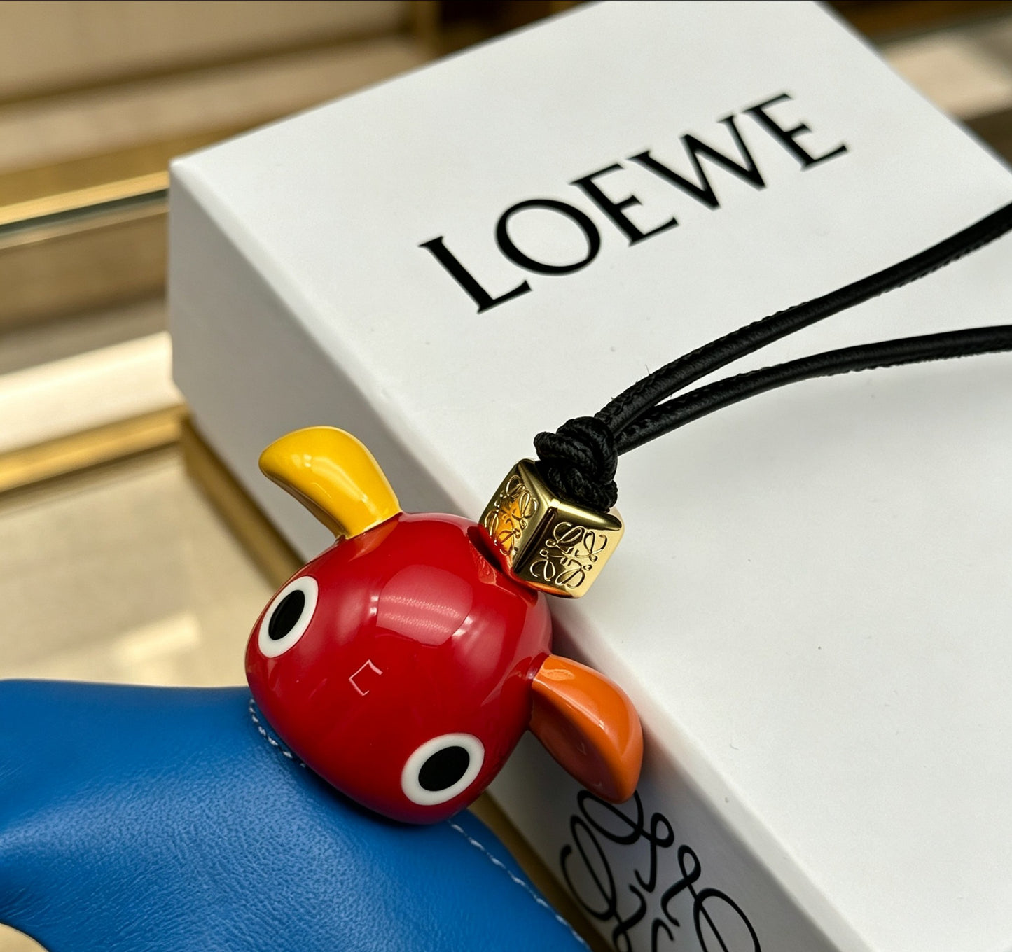 Elephant Motif Bag Charm in Polished Metal-Tone with Leather Detail – Design 06 styled view