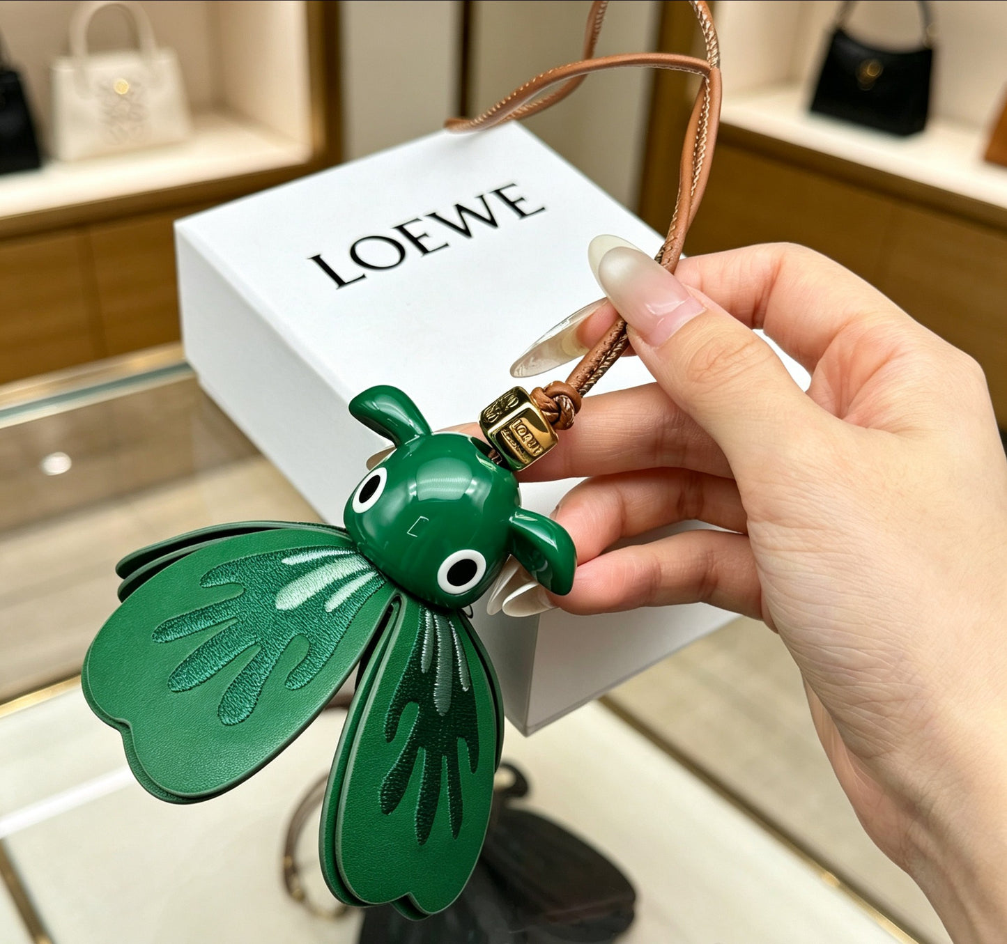 Elephant Motif Bag Charm in Polished Metal-Tone with Leather Detail – Design 04 main product view