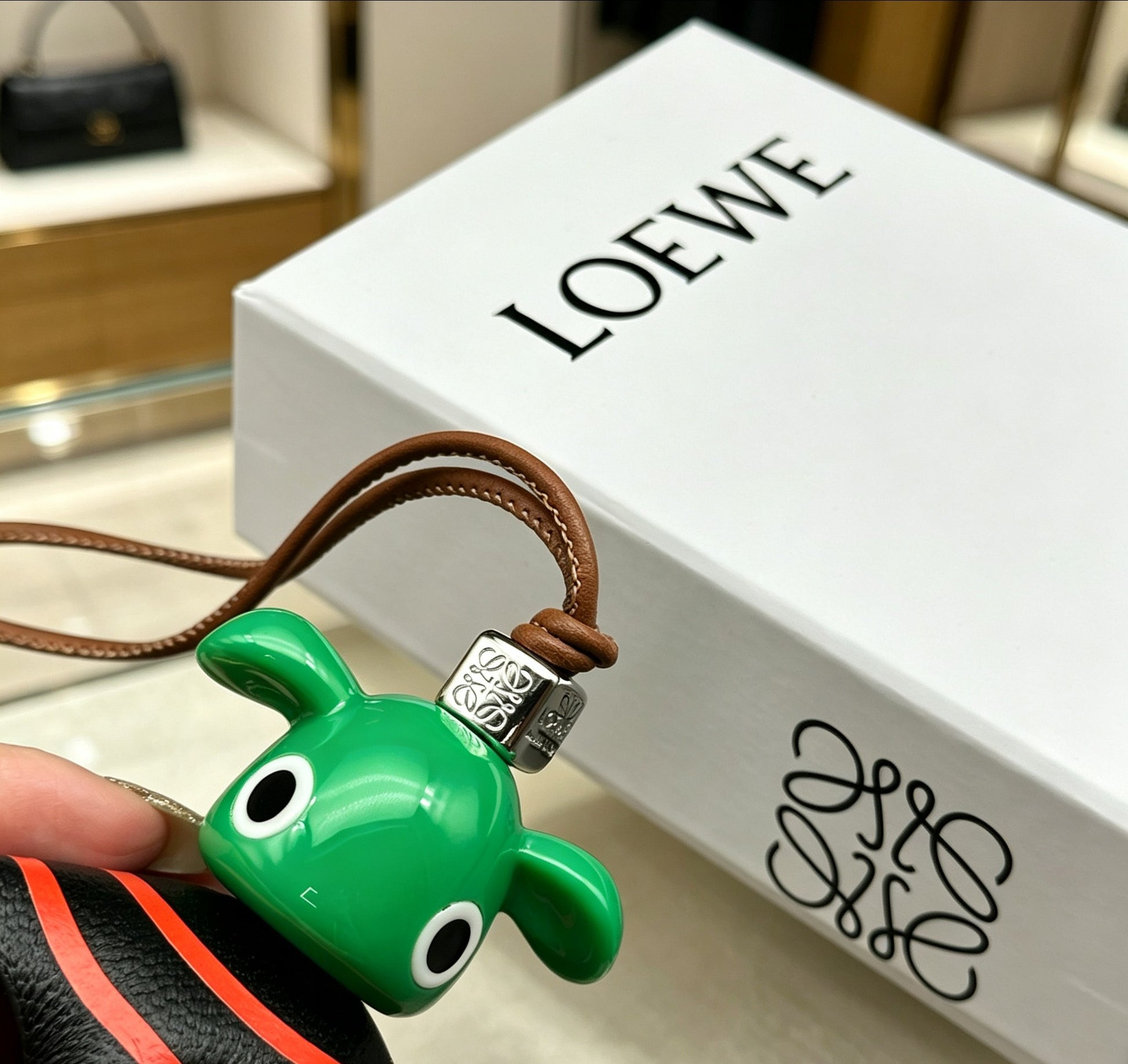 Elephant Motif Bag Charm in Polished Metal-Tone with Leather Detail – Design 01 styled view