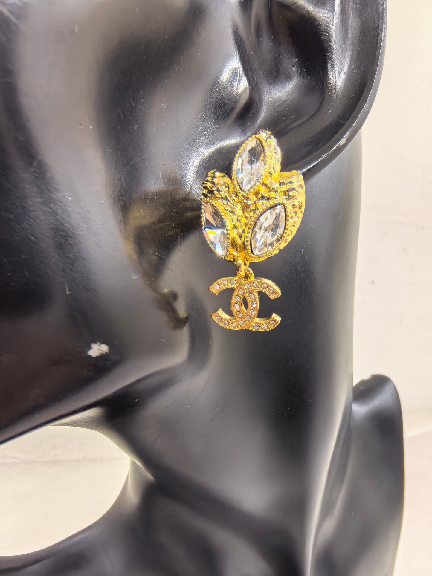 Signature Emblem Crystal-Accent Statement Earrings – Design 011 front product view