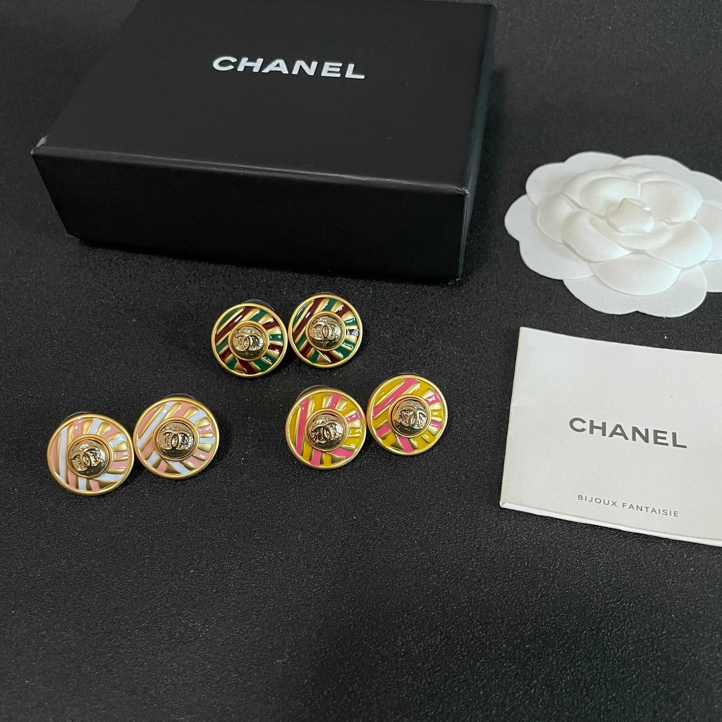 Signature Emblem Stud Earrings in Polished Metal-Tone – Design 105 side detail