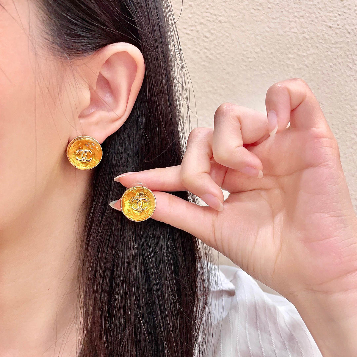 Signature Emblem Stud Earrings in Polished Metal-Tone – Design 100 main product view