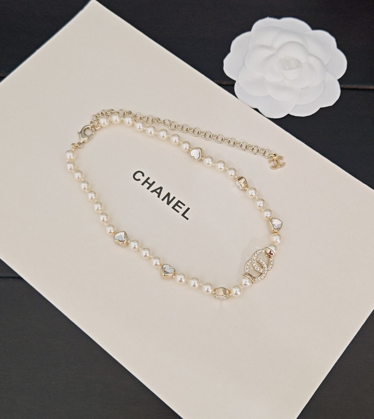 Heart Pearl-Detail Pendant Necklace – Pearl Detail – Design 006 styled product view