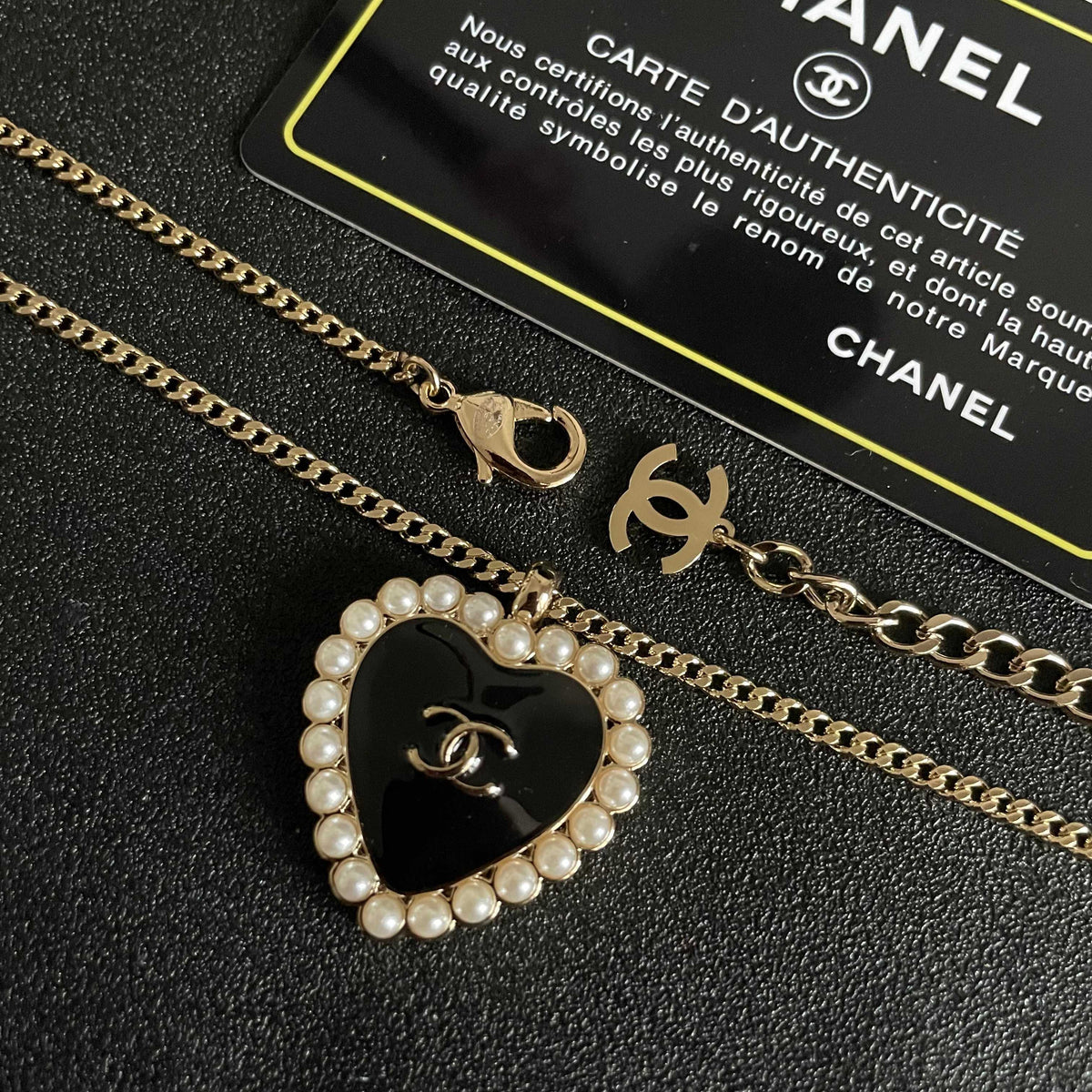 Double-C Emblem Pearl-Detail Pendant Necklace – Pearl Detail – Design 024 main product view