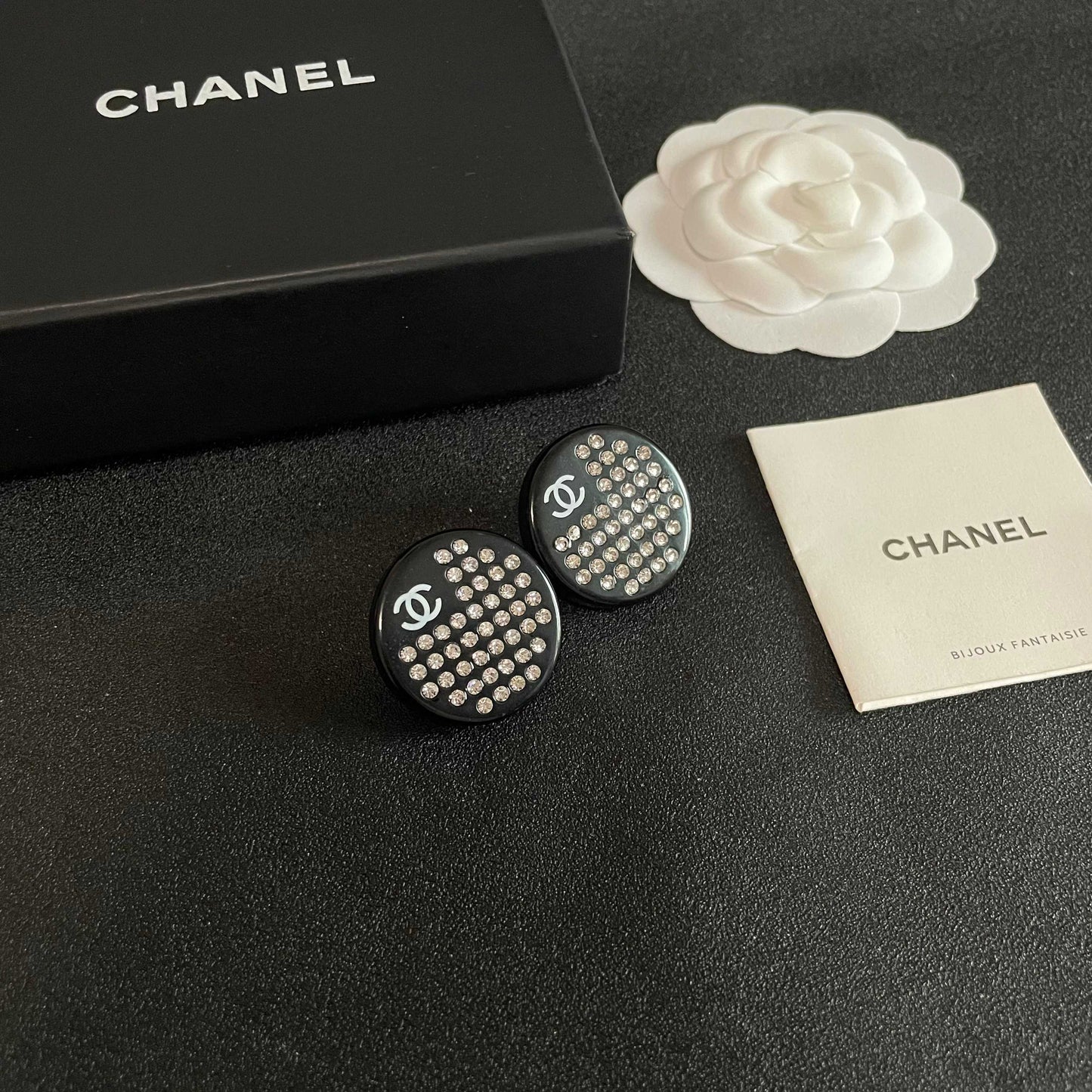 Double-C Emblem Crystal-Accent Stud Earrings – Design 009 styled product view