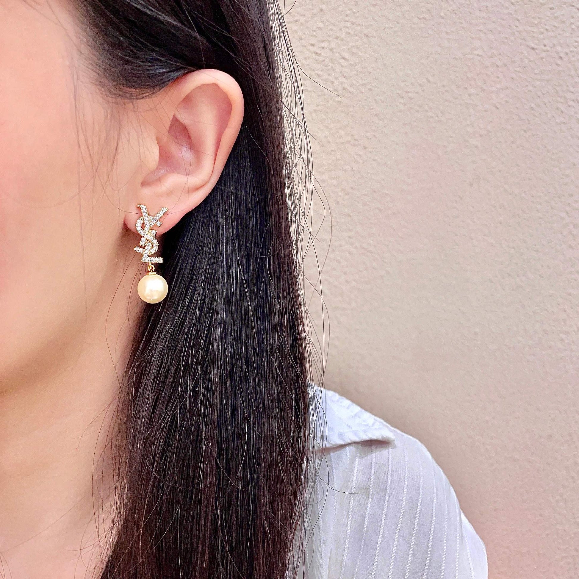 Signature Emblem Stud Earrings in Silver-Tone – Design 028 detail view