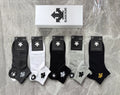 Descente Cotton Visible Colour, Cuff And Emblem Details No-Show Socks - 5-Pair Set