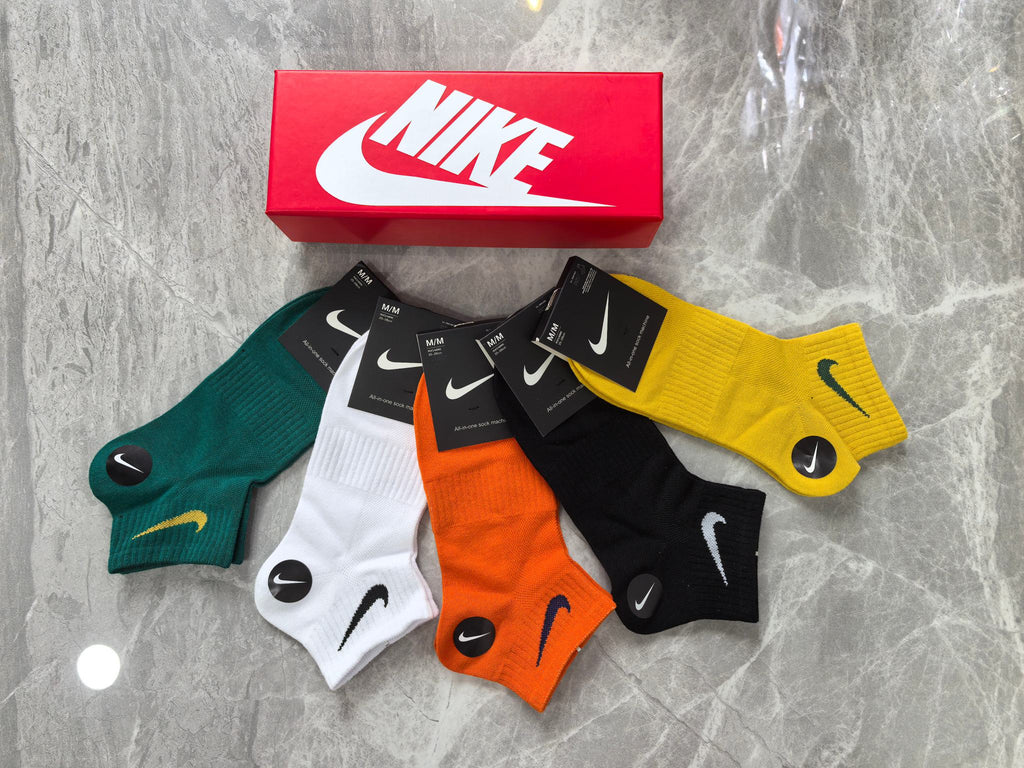 Nike Cotton Visible Branded Cuff Or Emblem Details No-Show Socks - 5-Pair Set