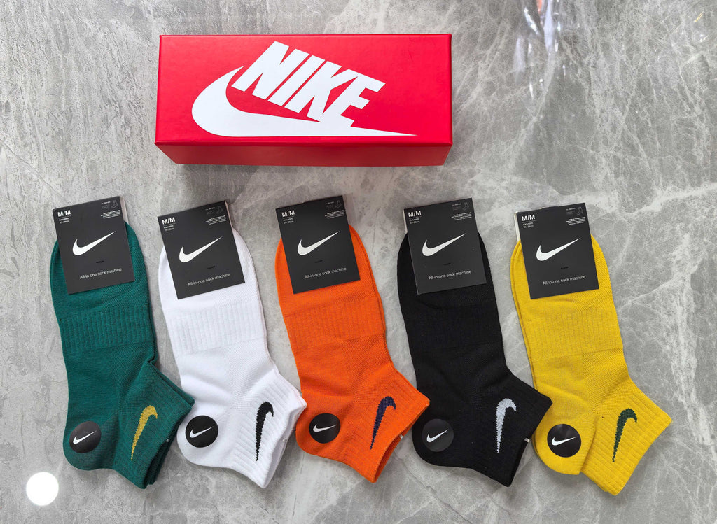 Nike Cotton Visible Branded Cuff Or Emblem Details No-Show Socks - 5-Pair Set