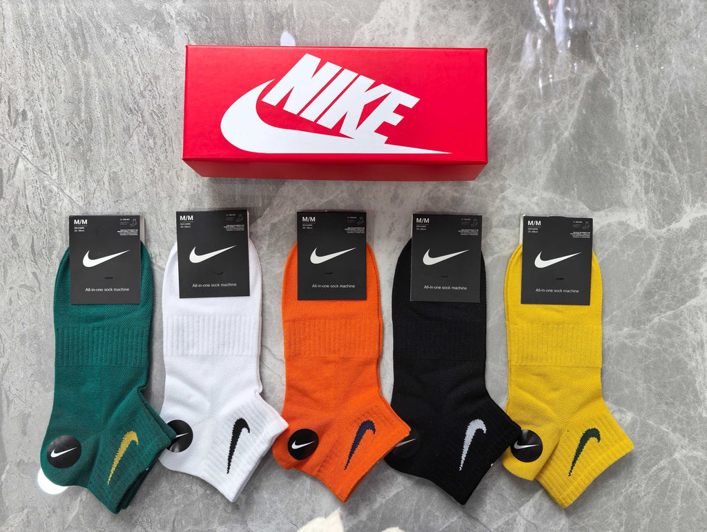 Nike Cotton Visible Branded Cuff Or Emblem Details No-Show Socks - 5-Pair Set