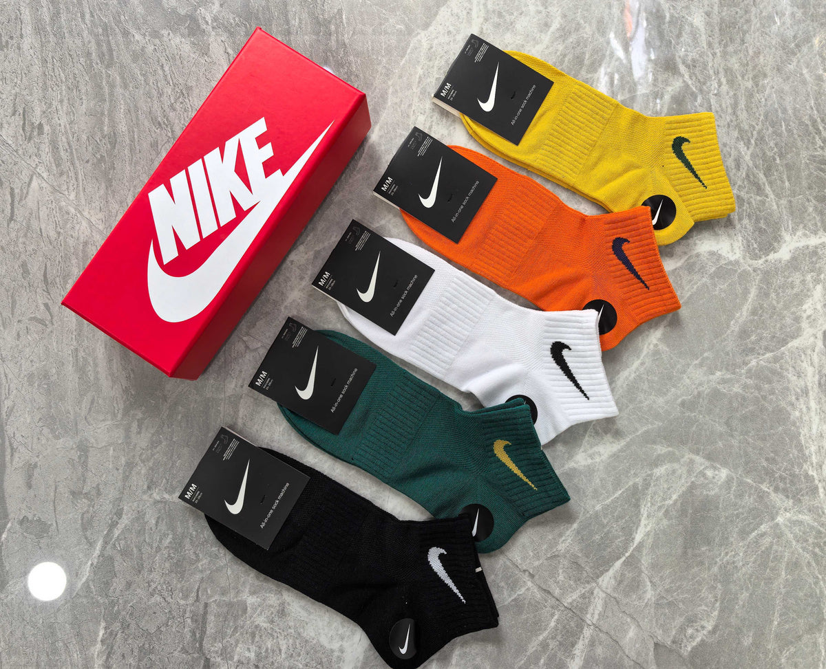 Nike Cotton Visible Branded Cuff Or Emblem Details No-Show Socks - 5-Pair Set