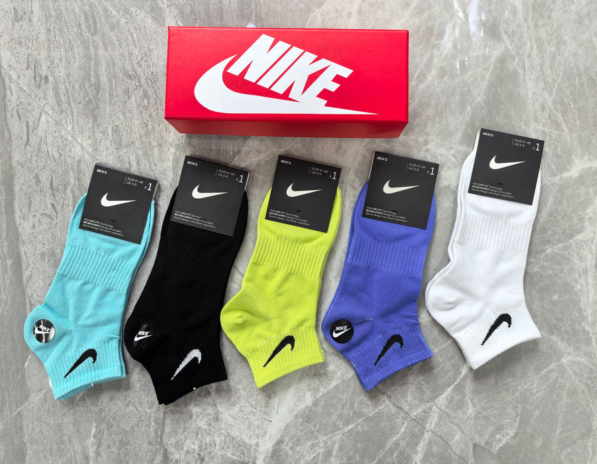 Nike Cotton Visible Colour, Cuff And Emblem Details No-Show Socks - 5-Pair Set