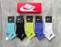 Nike Cotton Visible Colour, Cuff And Emblem Details No-Show Socks - 5-Pair Set