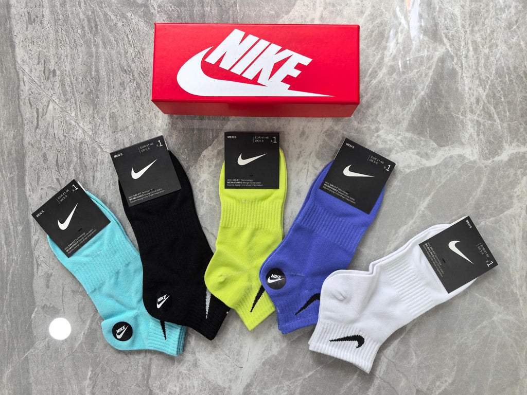 Nike Cotton Visible Colour, Cuff And Emblem Details No-Show Socks - 5-Pair Set