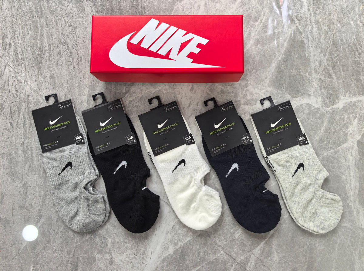 Nike Cotton Visible Branded Cuff Or Emblem Details No-Show Socks - 5-Pair Set