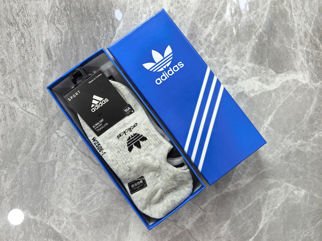 Adidas Cotton Visible Colour, Cuff And Emblem Details No-Show Socks - 5-Pair Set