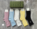 Gucci Cotton Visible Colour, Cuff And Emblem Details Crew Socks - 5-Pair Set
