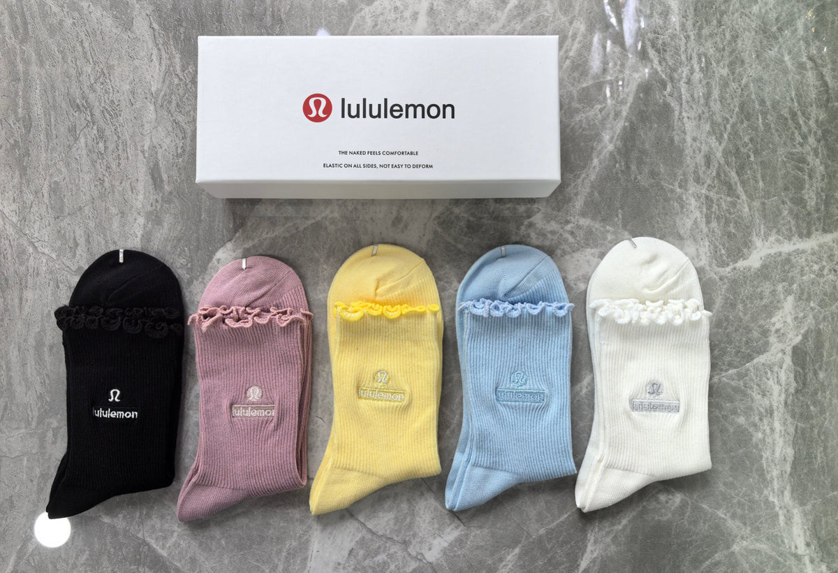 Lululemon Cotton Visible Colour, Cuff And Emblem Details Crew Socks - 5-Pair Set