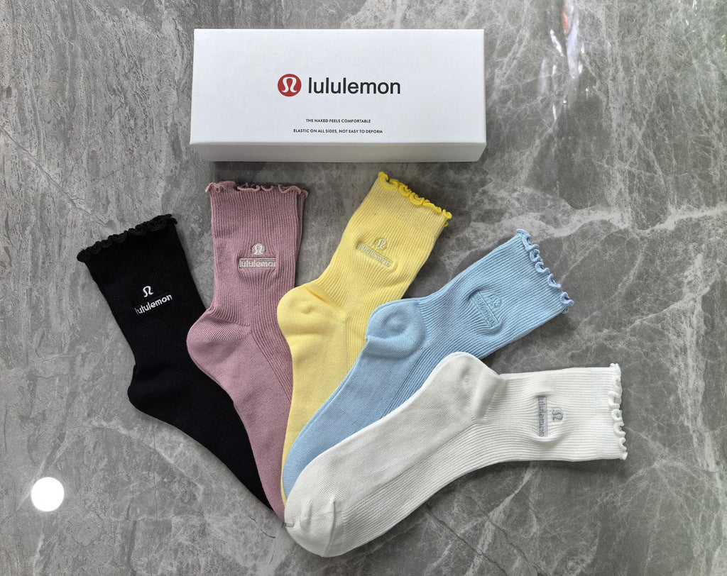 Lululemon Cotton Visible Colour, Cuff And Emblem Details Crew Socks - 5-Pair Set
