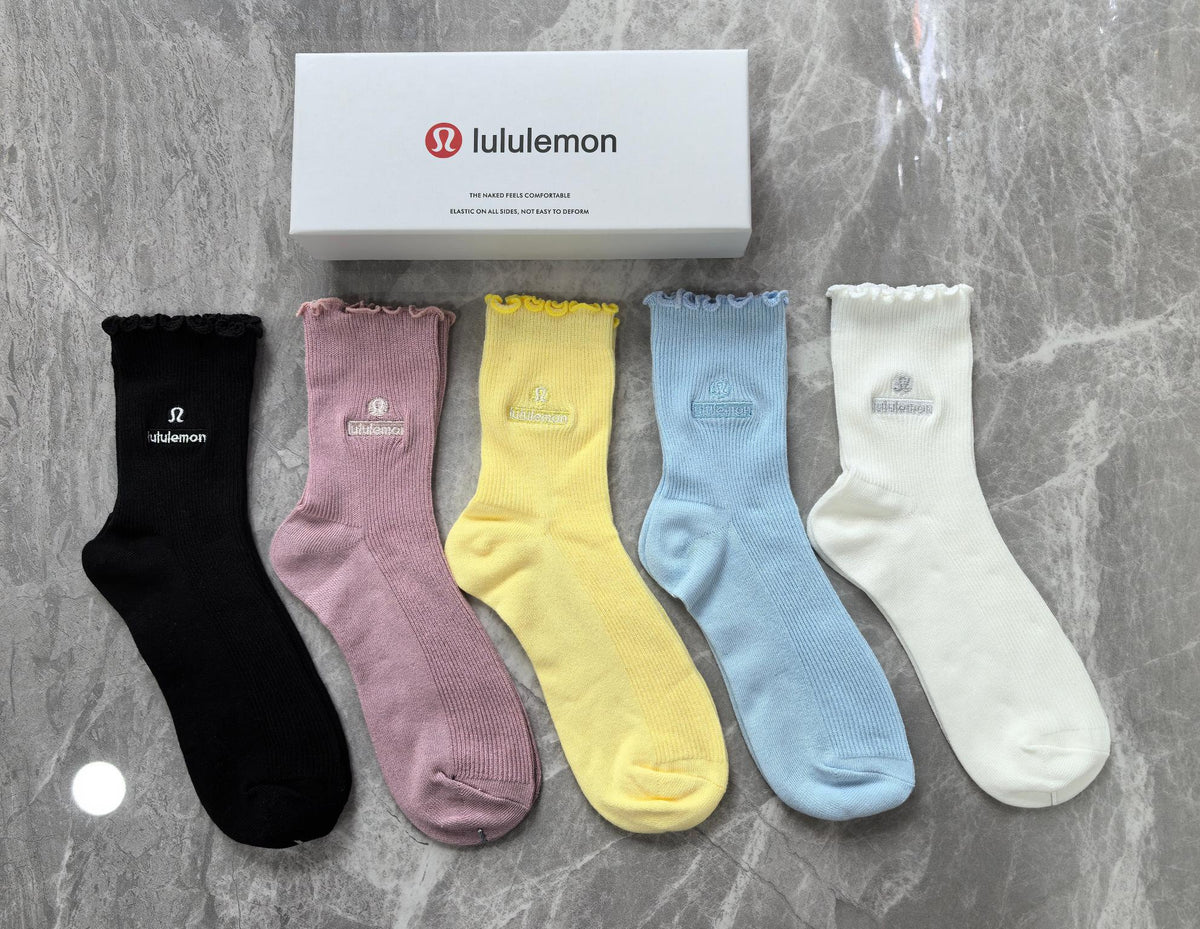 Lululemon Cotton Visible Colour, Cuff And Emblem Details Crew Socks - 5-Pair Set