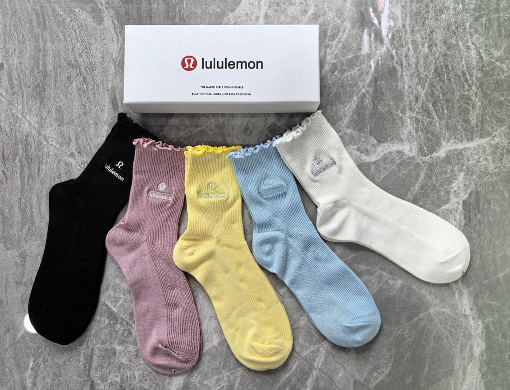 Lululemon Cotton Visible Colour, Cuff And Emblem Details Crew Socks - 5-Pair Set