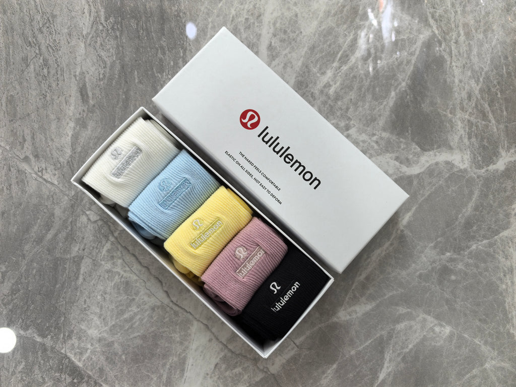 Lululemon Cotton Visible Colour, Cuff And Emblem Details Crew Socks - 5-Pair Set