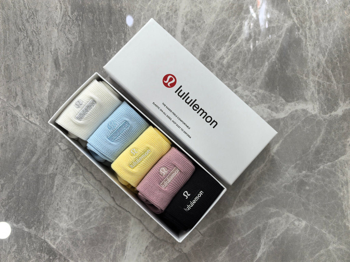 Lululemon Cotton Visible Colour, Cuff And Emblem Details Crew Socks - 5-Pair Set